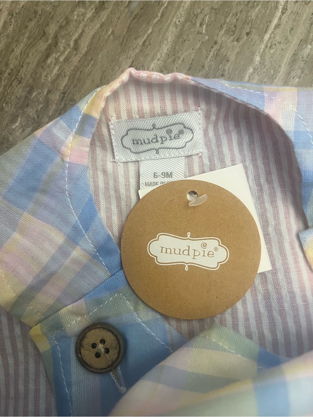 Mud Pie Pastel Blue & Yellow Plaid Romper - Picture 3 of 4